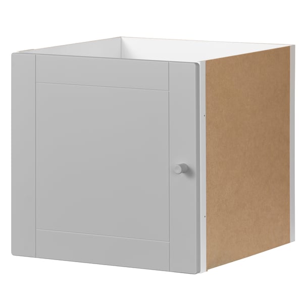 A groove milled/grey KALLAX insert with door