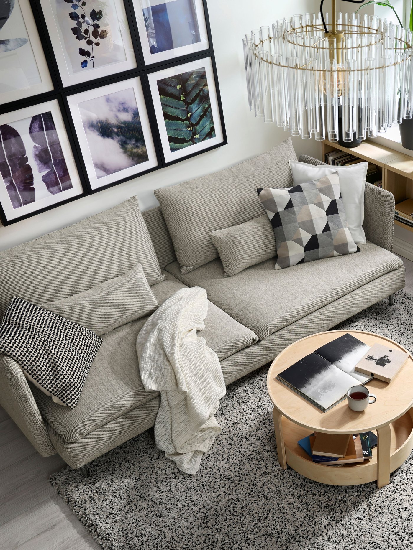 A Viarp beige/brown SÖDERHAMN 3-seat sofa-bed
