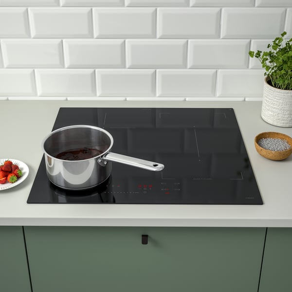 An IKEA 500 black KOLSTAN induction hob