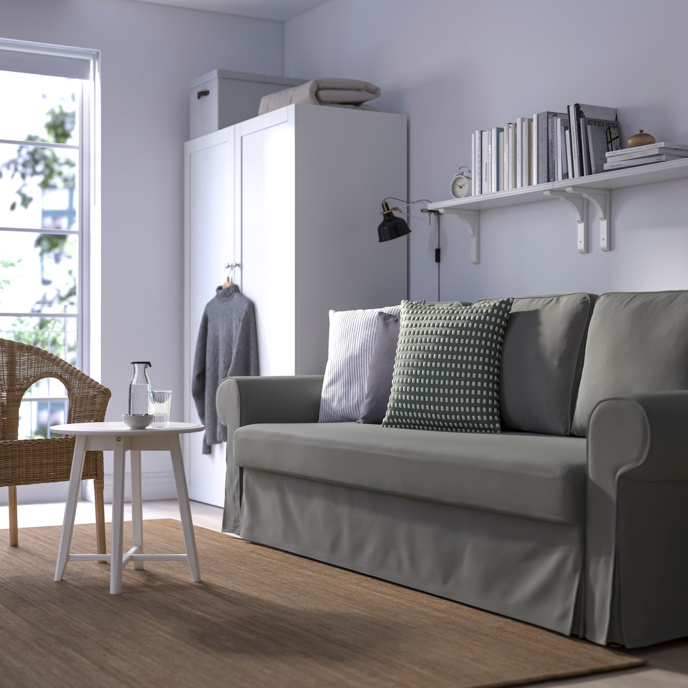 IKEA VRETSTORP 3-sits bäddsoffa, hakebo mörkgrå