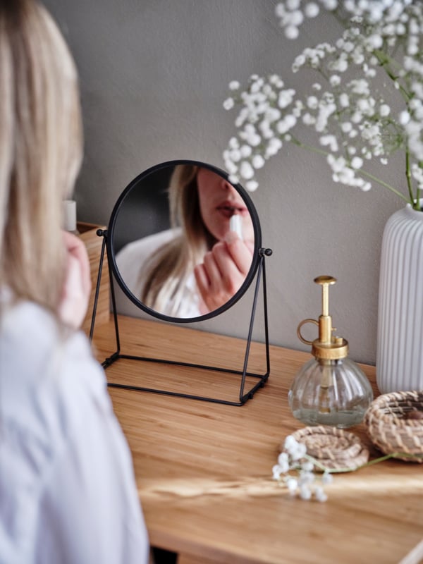 LASSBYN dark gray table mirror, 17 cm.