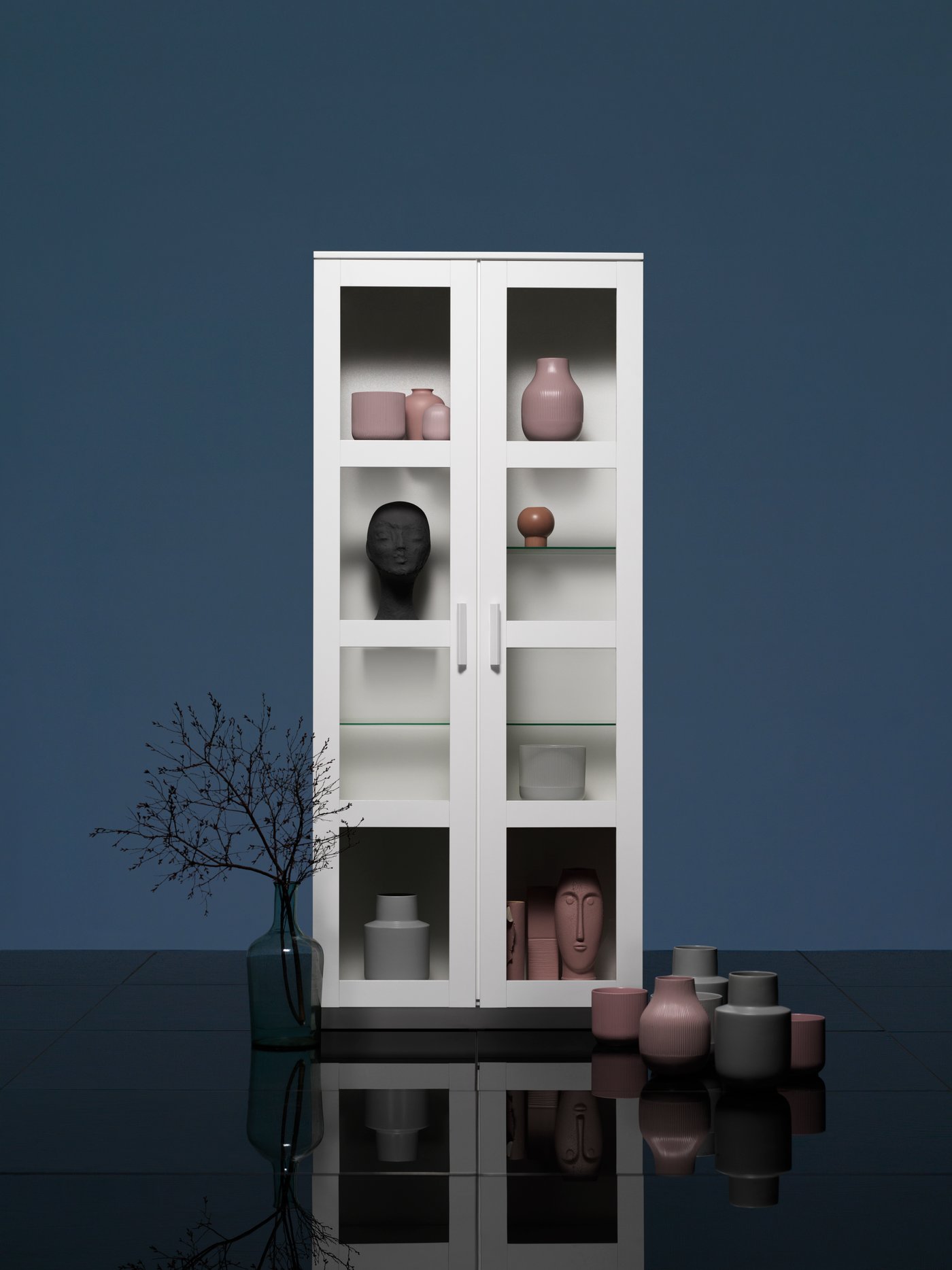 A white BRIMNES glass-door cabinet