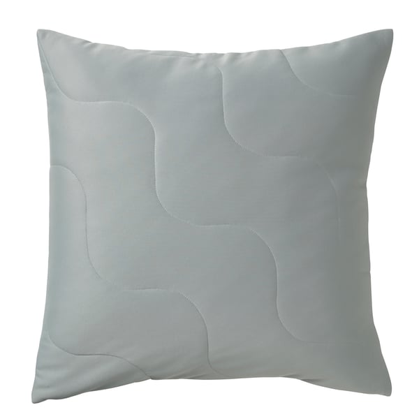A light grey-turquoise PUCKELMAL cushion cover