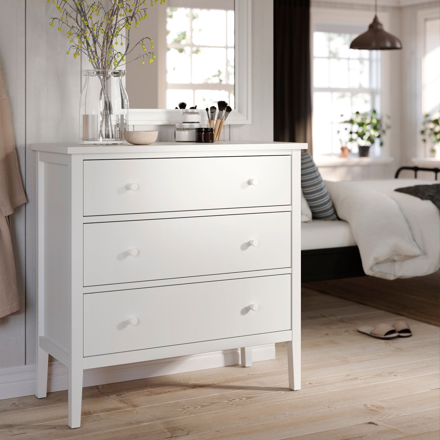 A white/anchor/unlock-function GULLABERG chest of 3 drawers