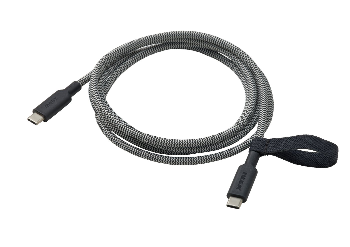 IKEA RUNDHULT USB-C till USB-C, svart/vit, 1.5 m/100 W