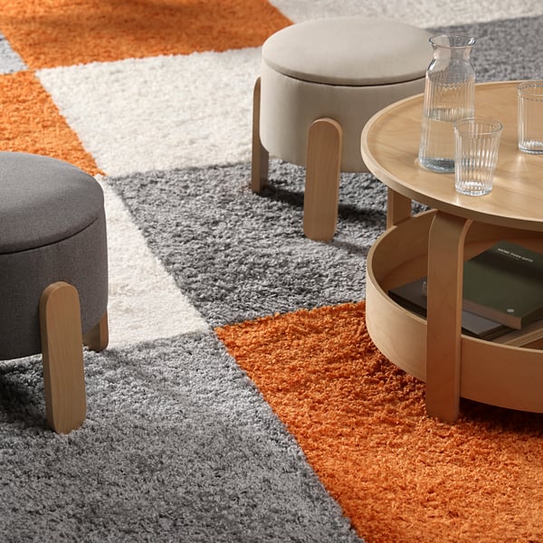 A with storage/Vissle beige FÖRLUNDA pouffe in the NA