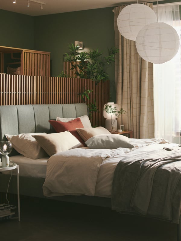 A grey-green ÅSKMULLER table lamp