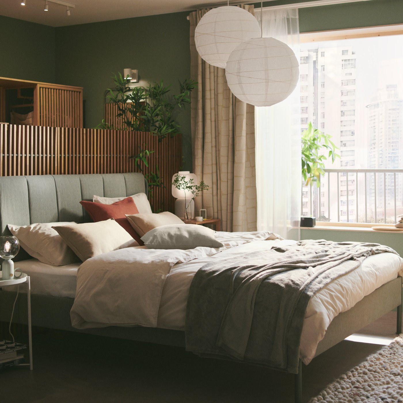 A grey-green ÅSKMULLER table lamp