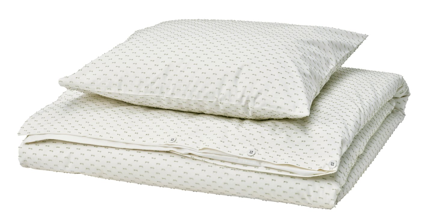IKEA - BANDKNIPPE pussilakana ja tyynyliina, valkoinen/vihreä