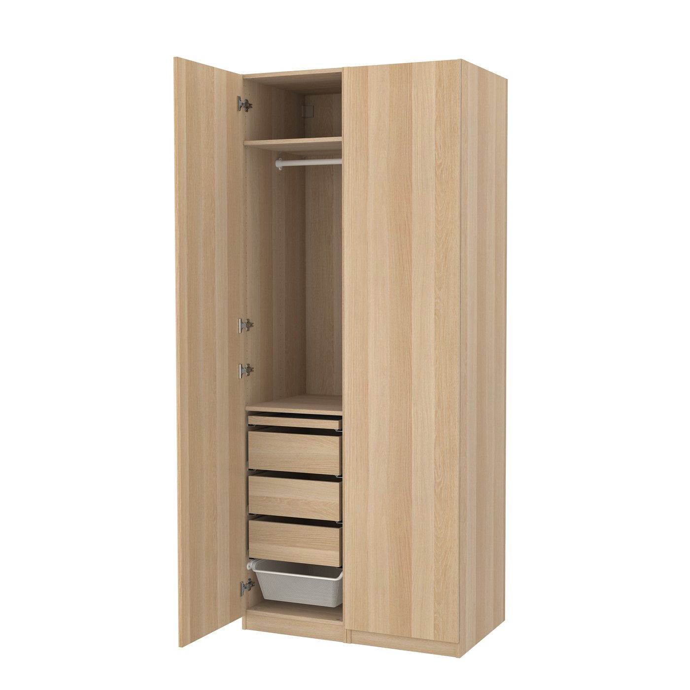IKEA PAX / FORSAND garderobskombination, vitlaserad ekeffekt/vitlaserad ekeffekt, 100x60x236 cm