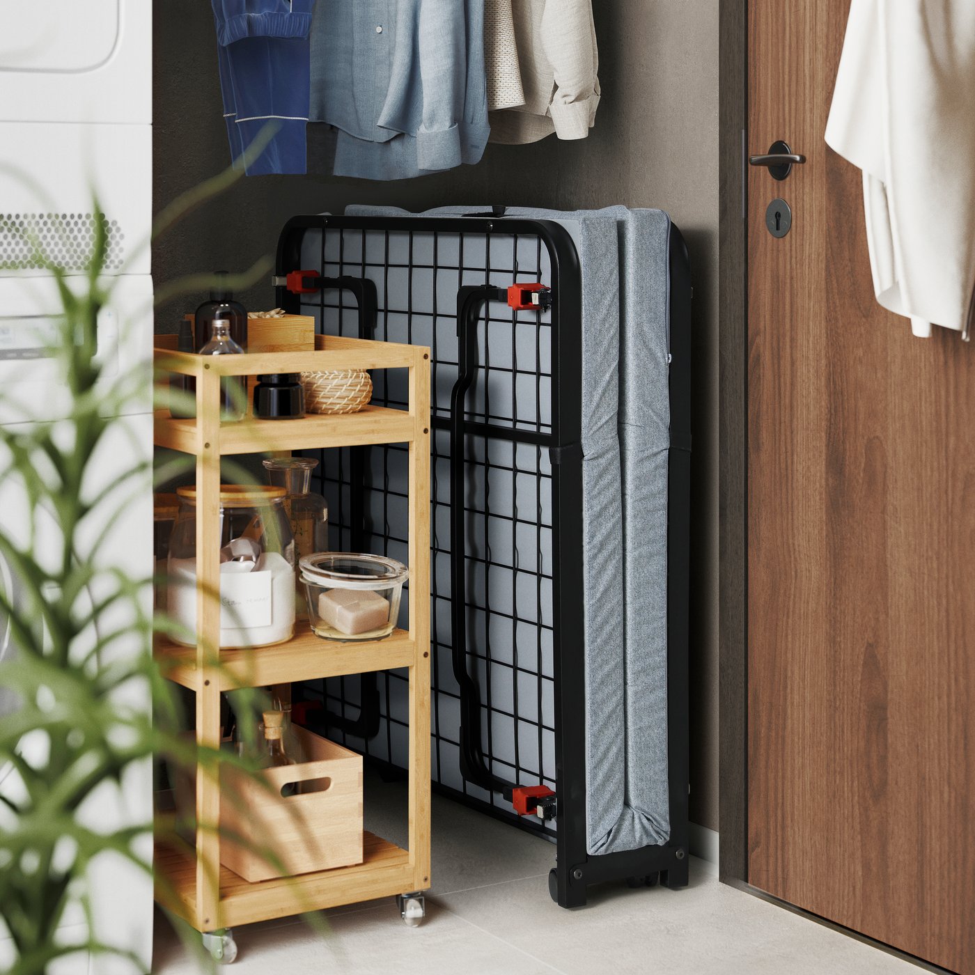 A bamboo RÅGRUND trolley