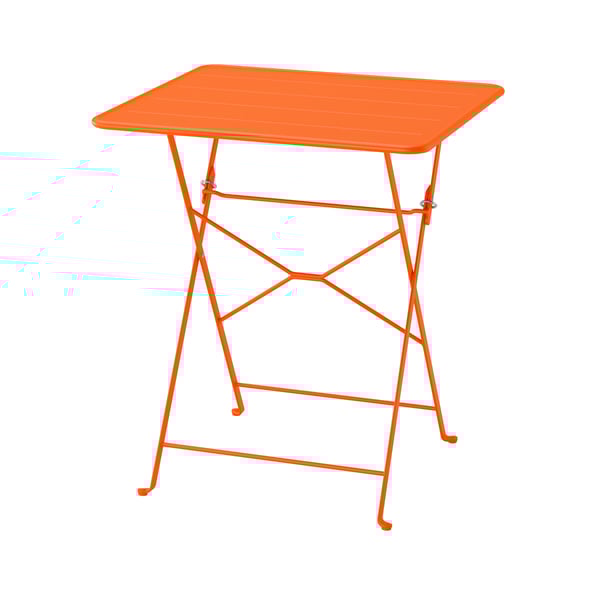 A bright orange outdoor SUNDSÖ table in the NA