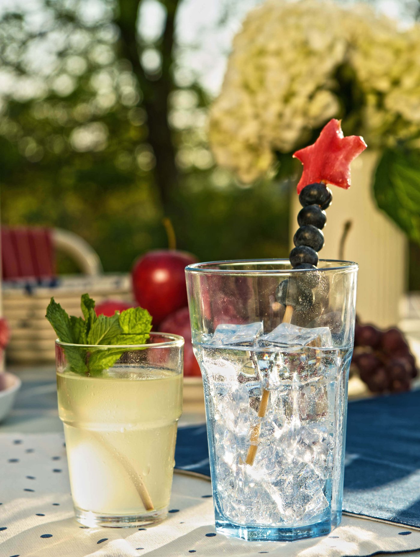 A light blue POKAL glass