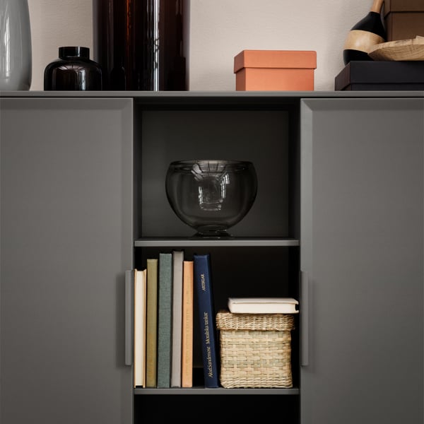 A TULLSTORP cabinet with a LURPASSA box inside 