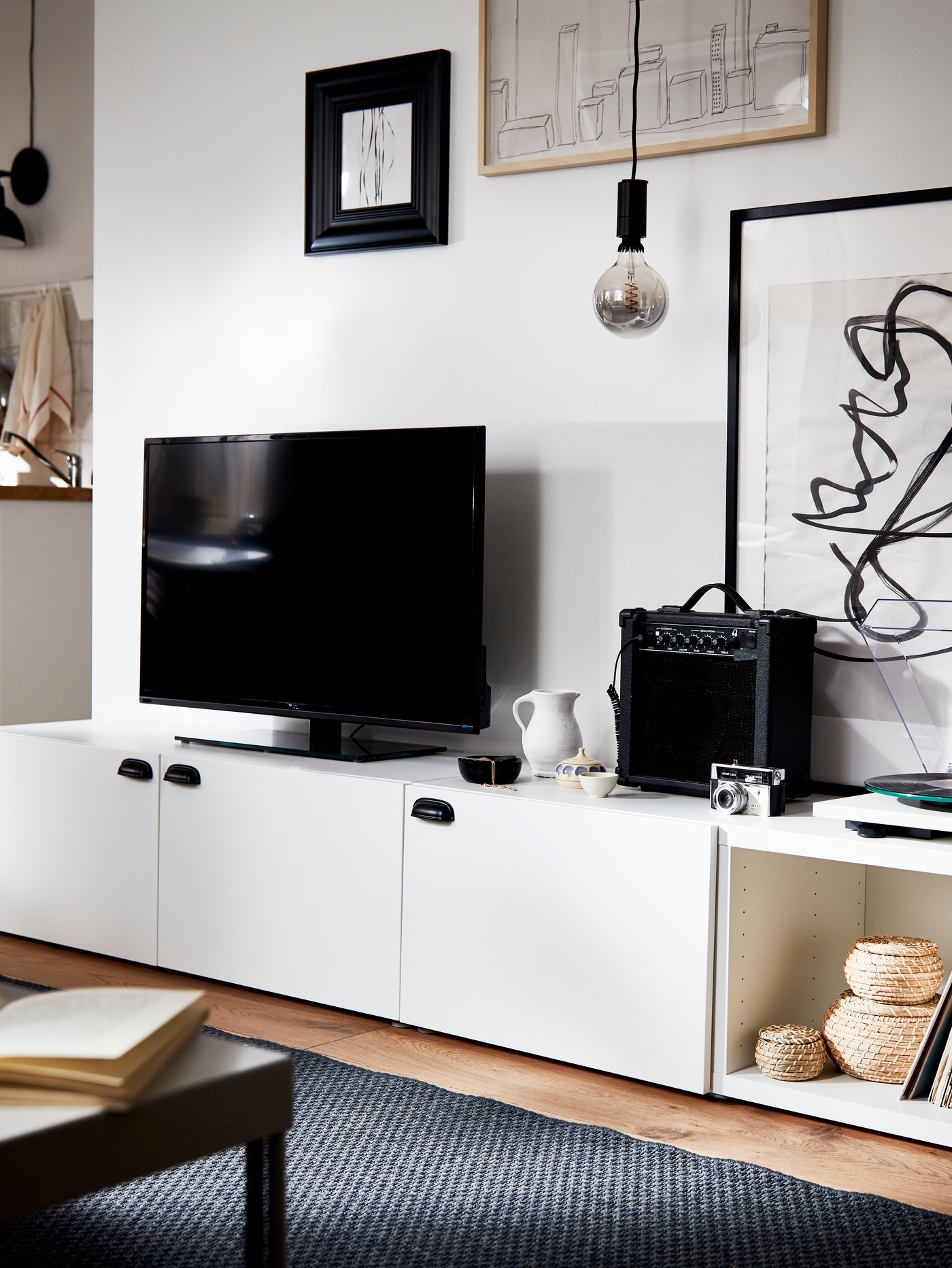 A white LAPPVIKEN door/drawer front in the living room