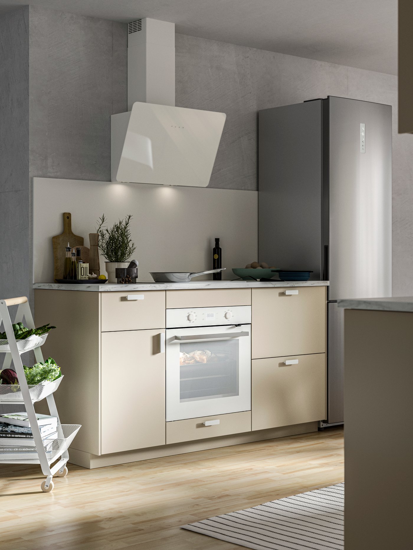 A beige HAVSTORP drawer front