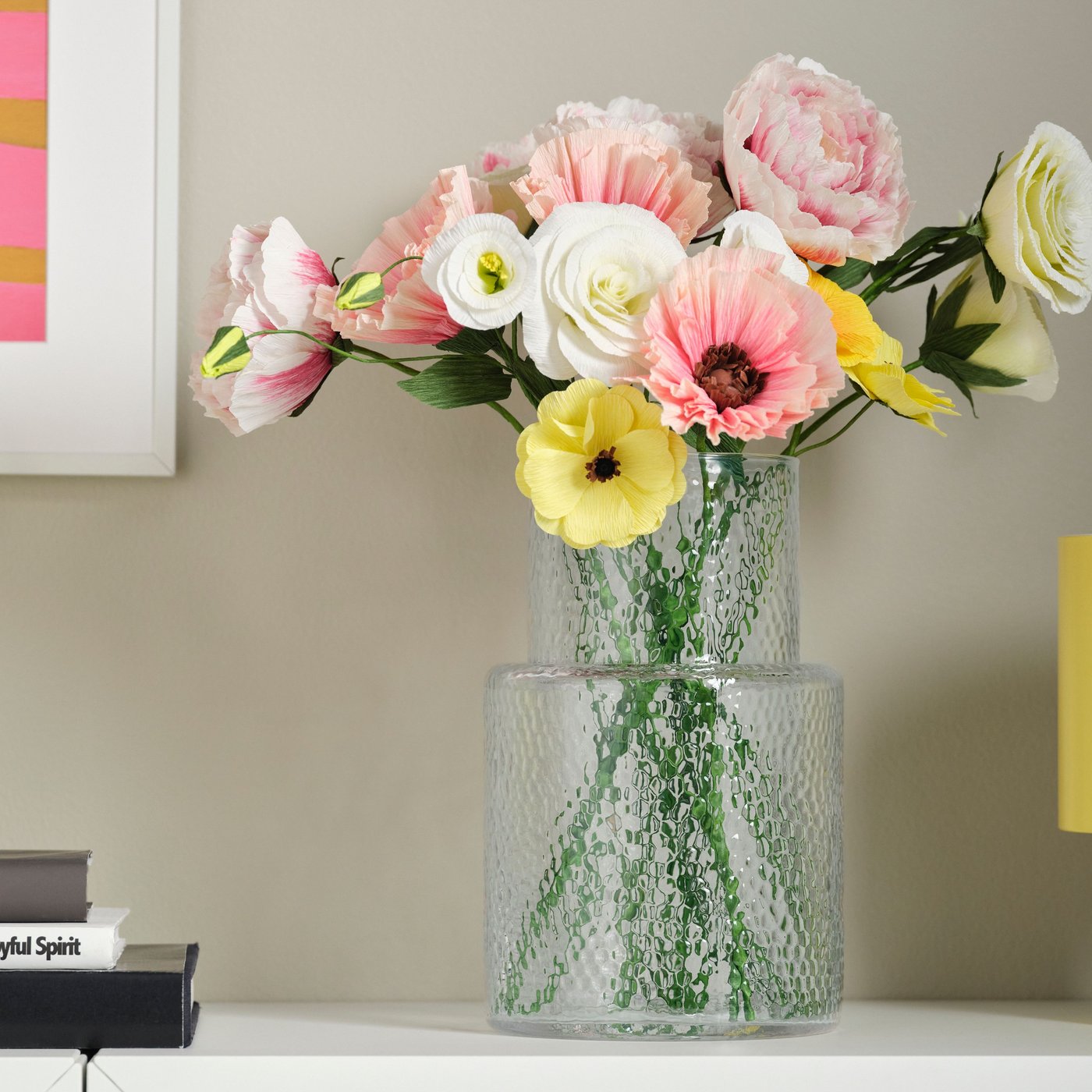 A paper/Peony white/light pink GULDSPETT artificial flower