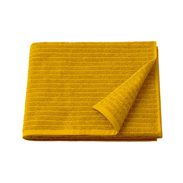 A golden-yellow VÅGSJÖN bath towel