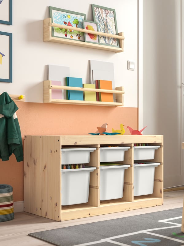 A light white stained pine FLISAT wall storage