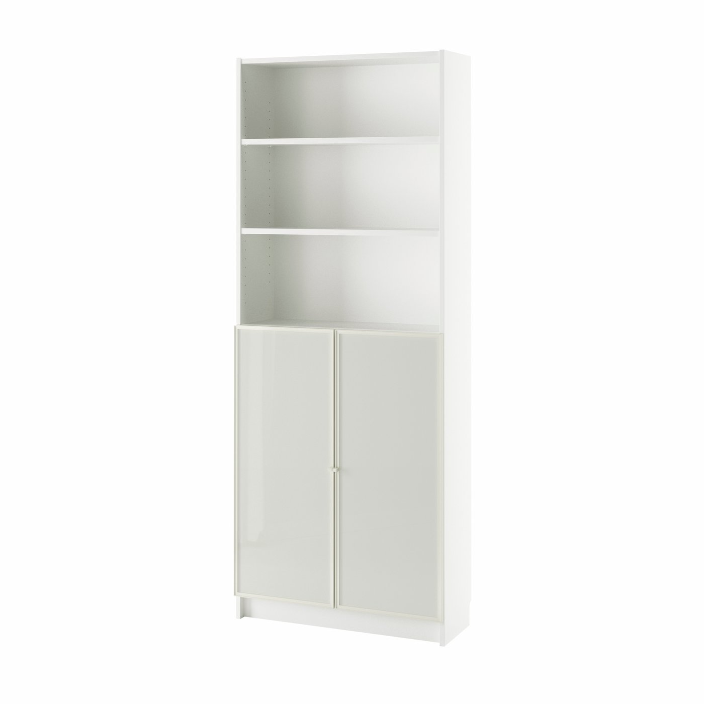 IKEA BILLY / HÖGBO bokhylla med glasdörrar, vit, 80x30x202 cm