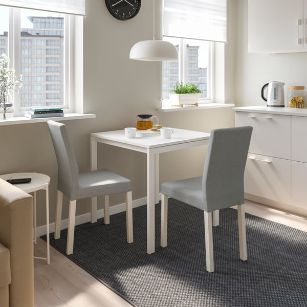 A white/Knisa light grey MELLTORP table and 2 chairs