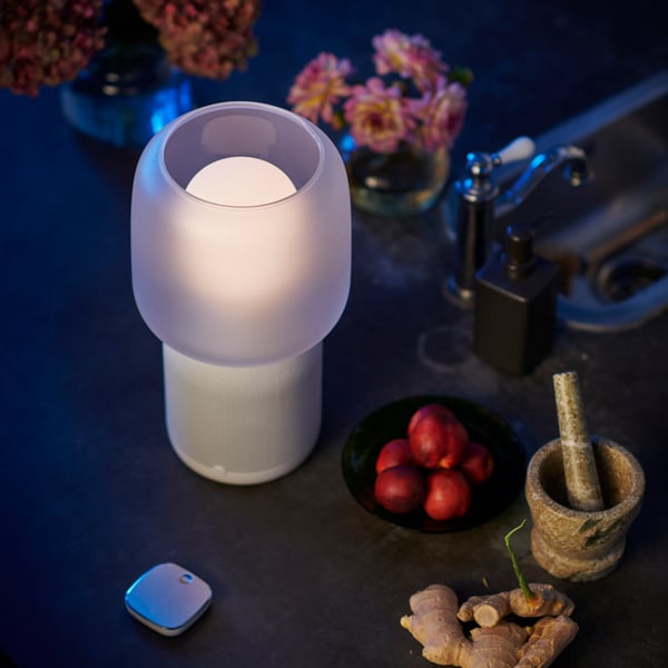 A smart TRÅDFRI light bulb that can change intensity and colour.