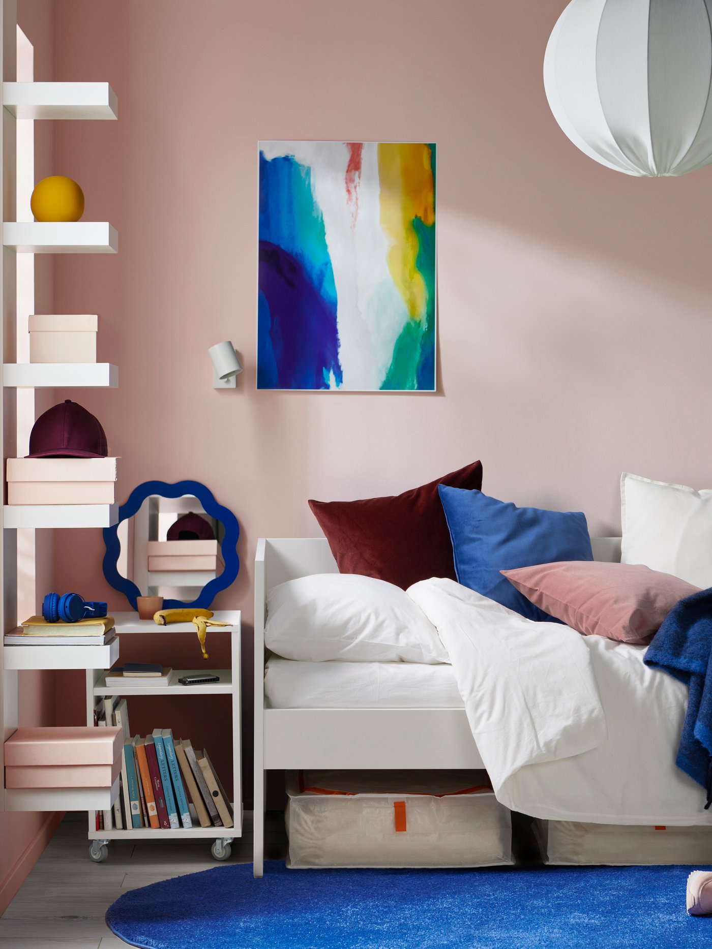 A white VIHALS day-bed frame