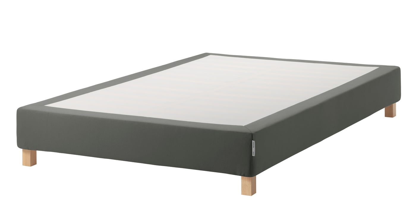 IKEA ESPEVÄR ribbmadrassbotten med ben, mörkgrå, 140x200 cm