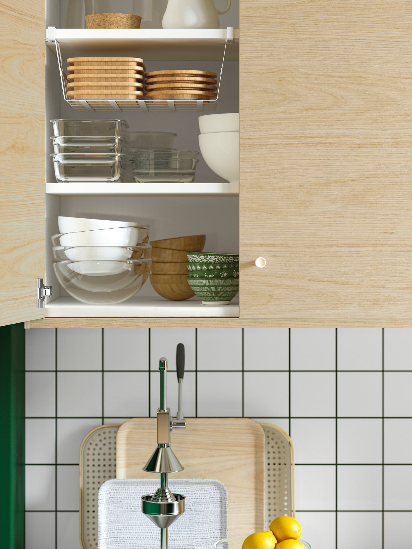 A clear glass BLANDA serving bowl in the kitchen