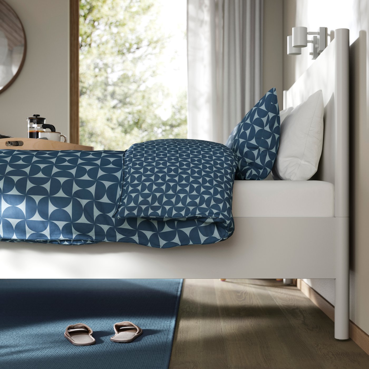 An off-white/Luröy TONSTAD bed frame