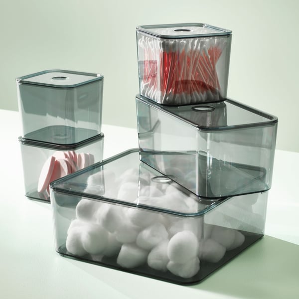 A grey VISSLAÅN box with lid