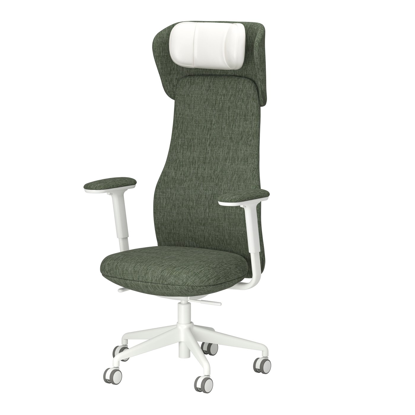 IKEA - GRÖNFJÄLL toimistotuoli käsi- ja päänojilla, Letafors vihreä/valkoinen