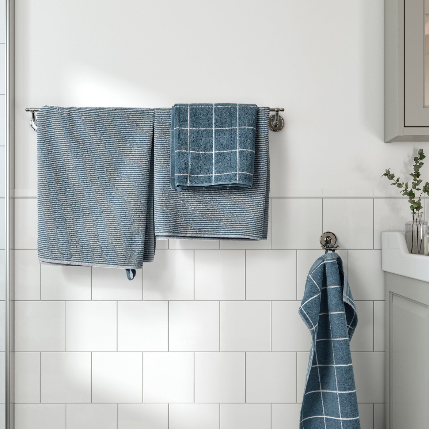 New IKEA product. KLASESPIREA Towel, set of 4, blue, 40x70/70x140cm. Price: $19.90