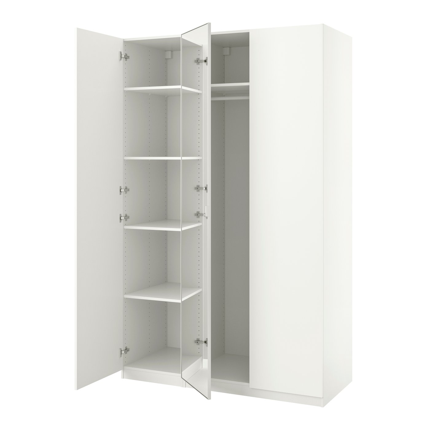 IKEA PAX / FORSAND/ÅHEIM garderobskombination, vitt/spegelglas, 150x60x236 cm