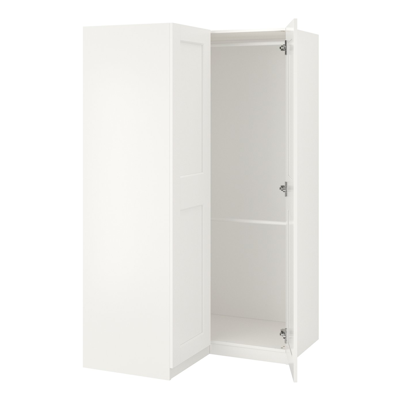 IKEA PAX / GRIMO hörngarderob, vit/vit, 110/110x201 cm