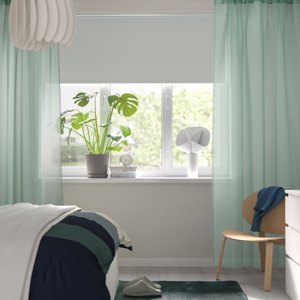 A light green/with rod pocket TERESIA sheer curtains, 1 pair