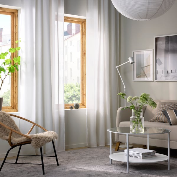 A white/with heading tape HILJA curtains, 1 pair