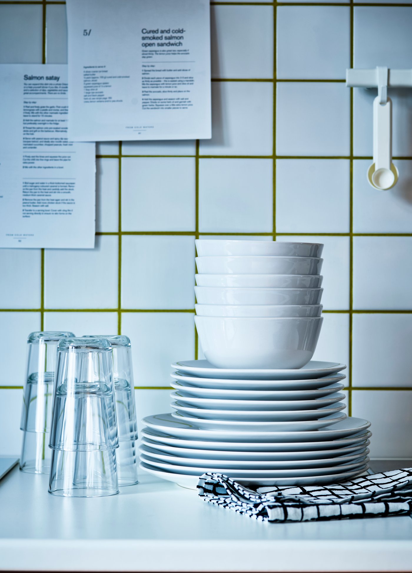 A white IKEA 365+ 18-piece service in the kitchen
