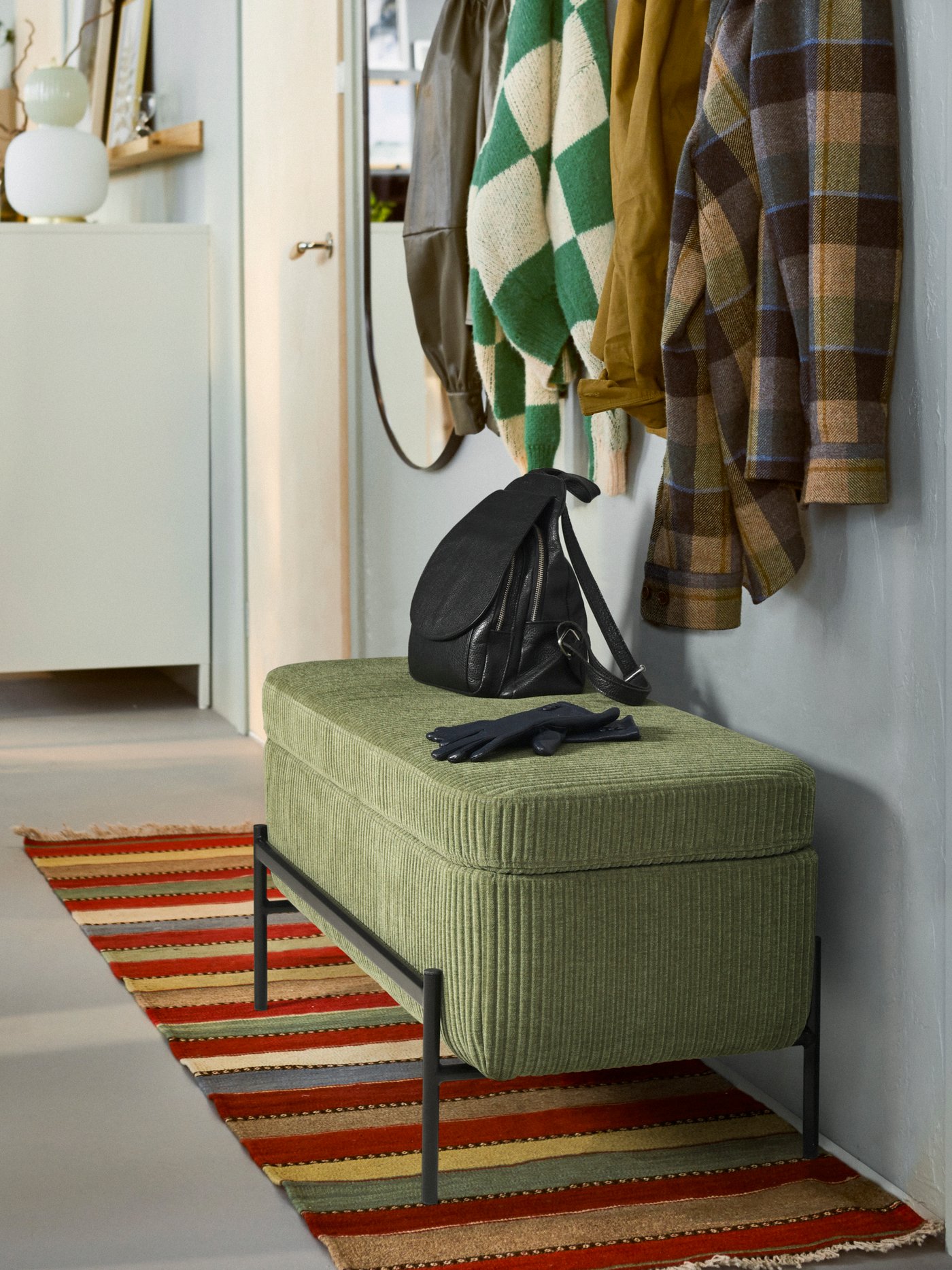 A with storage/Samsala dark yellow-green VALTORP bench