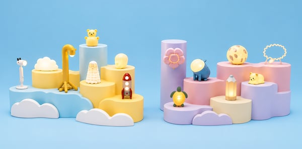 A rocket/multicolour AFTONSPARV LED table lamp