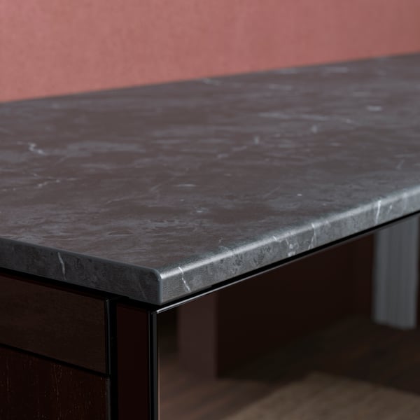 A marble effect/black BESTÅ top panel