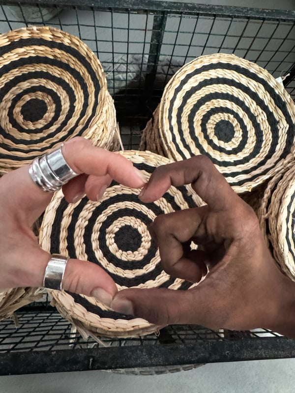 A banana fibre handmade MÄVINN wall decoration