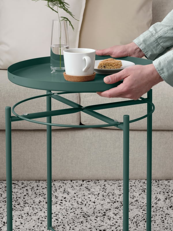 A dark grey-green GLADOM tray table