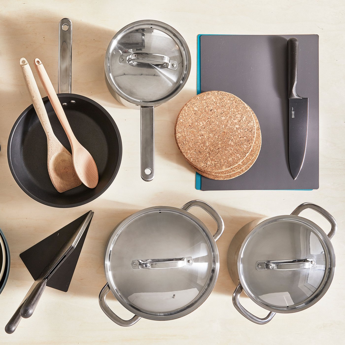 A stainless steel IKEA 365+ pot with lid
