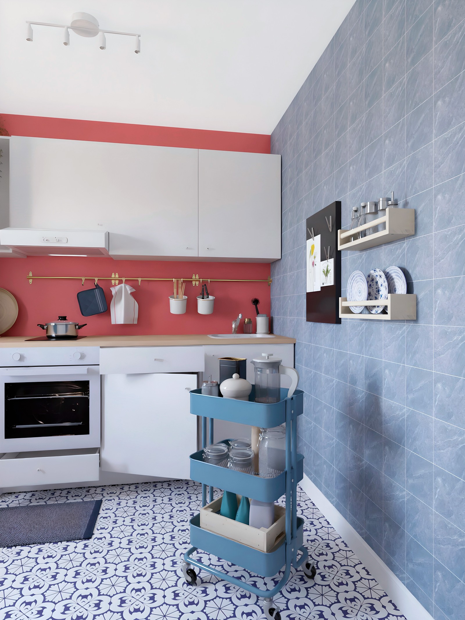 A grey-blue RÅSKOG trolley