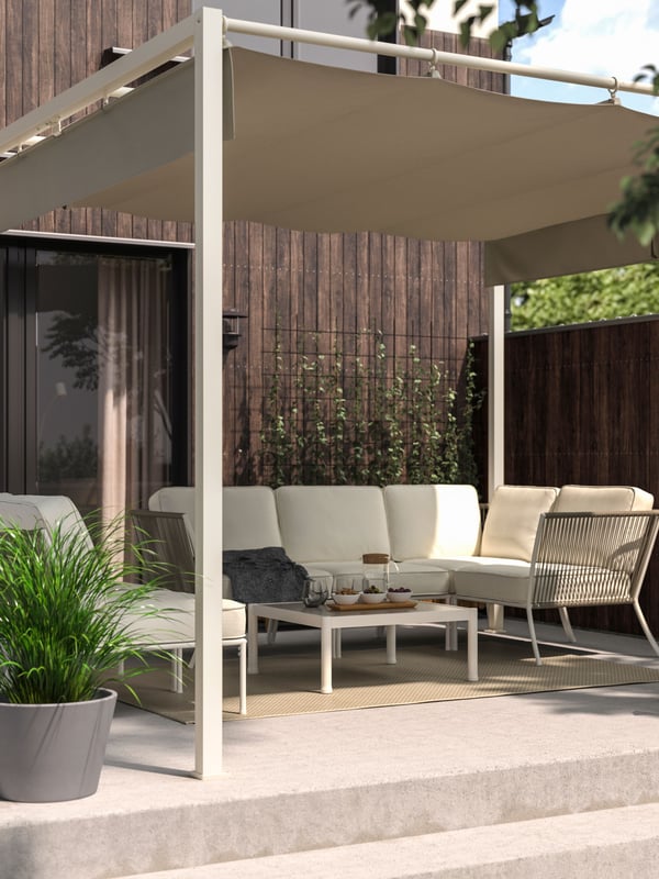 Pergola HAMMARÖN gris-beige/beige-gris foncé