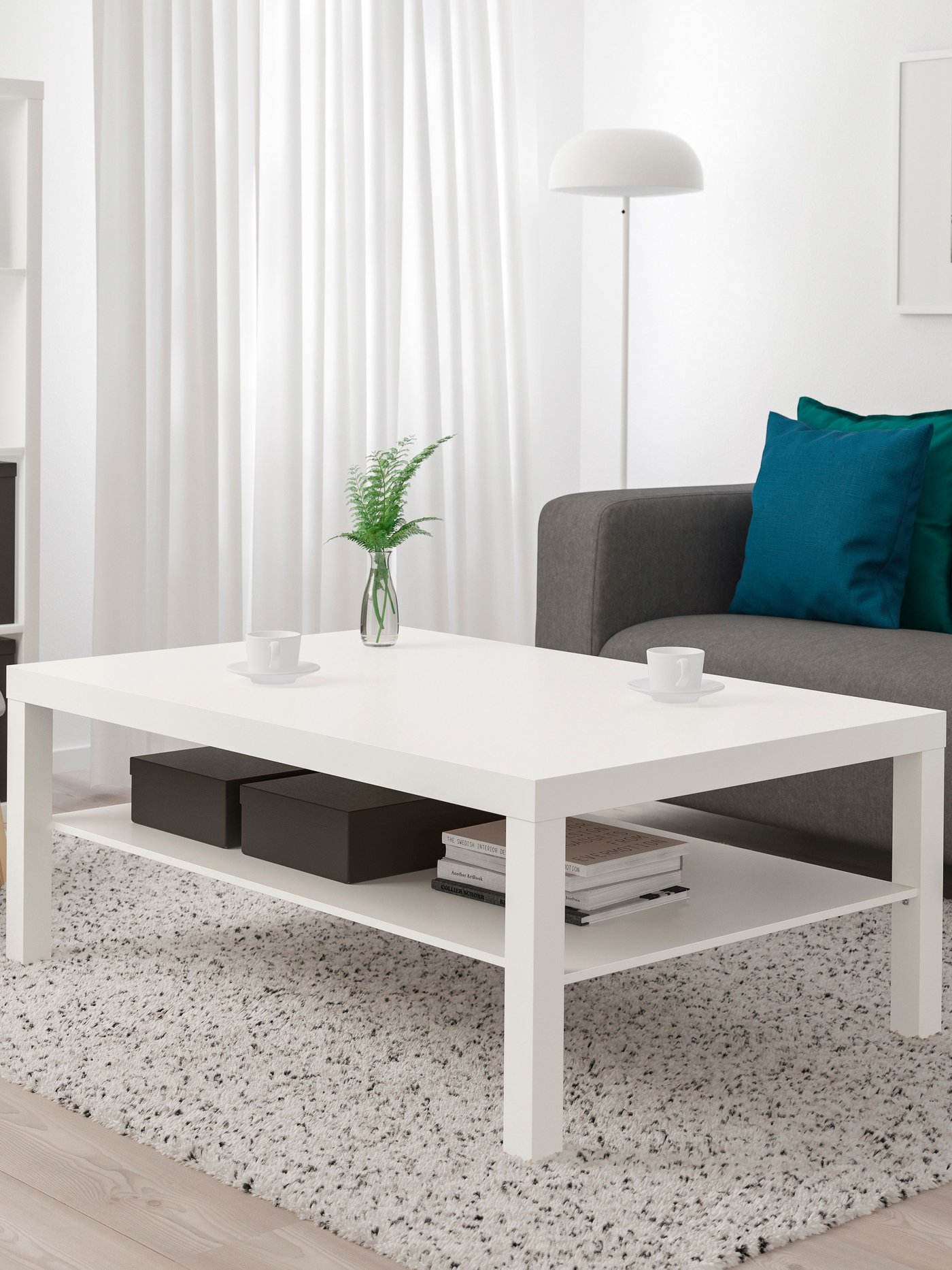 A white LACK coffee table in the living room