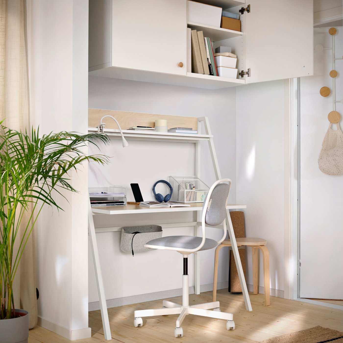 White wall desk