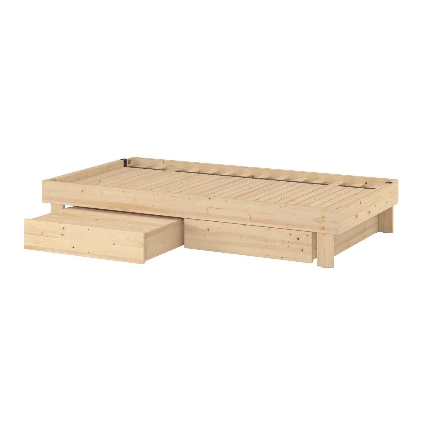 IKEA GLAMBERGET utdragssäng med förvaring, furu, 80-160x200 cm