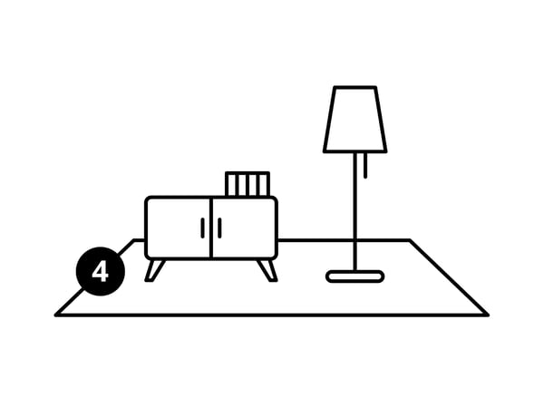 Step 4: your order graphic showing a lamp and furniture on top of a rug